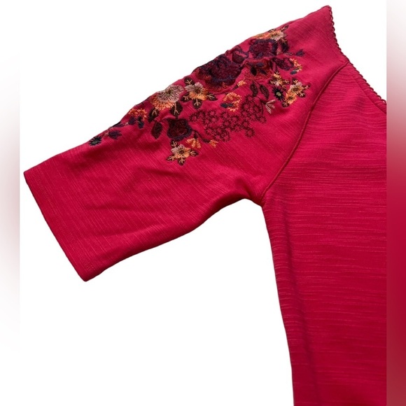 Free People Raspberry Floral Garden Sleeve Embroidered Dress size Small EUC - Picture 11 of 14